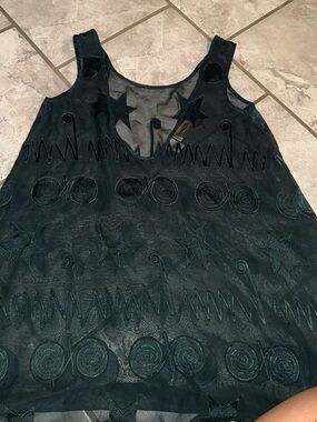 Vintage VS Victorias Secret 2 piece Lounge Set Sheer Embroidered Tank & Pant